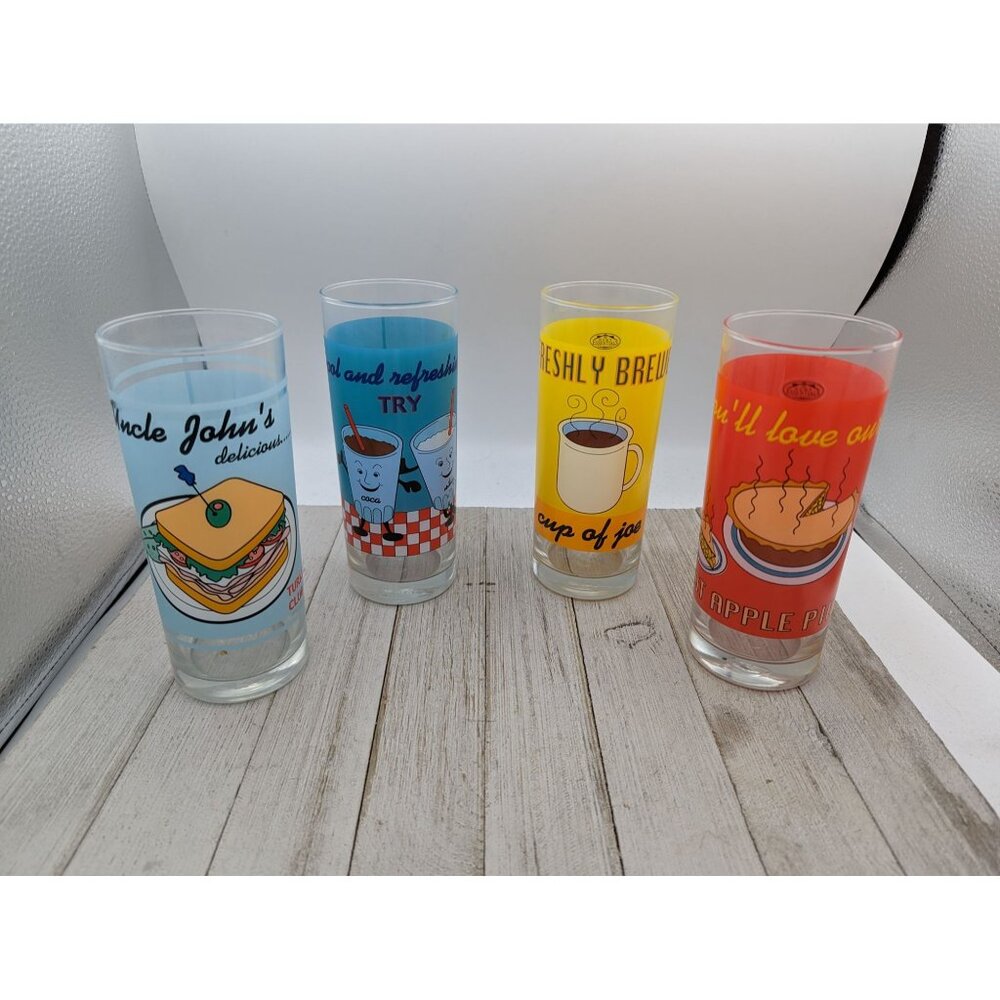 Set 4 Ocean Drinking Glass Tumblers 16 oz Glassware 6 3/4" Home Essentials